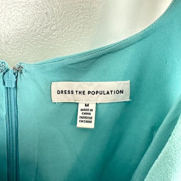 DRESS THE POPULATION Sloane Sleeveless Sheath Dress in Tranquil Blue Size Medium - Picture 6 of 12